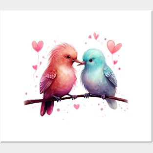 Valentine Kissing Kiwi Bird Couple Posters and Art